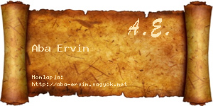 Aba Ervin névjegykártya